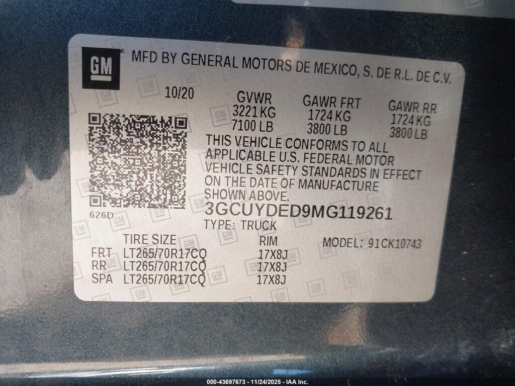 3GCUYDED9MG119261 2021 CHEVROLET SILVERADO 1500 photo no. 9