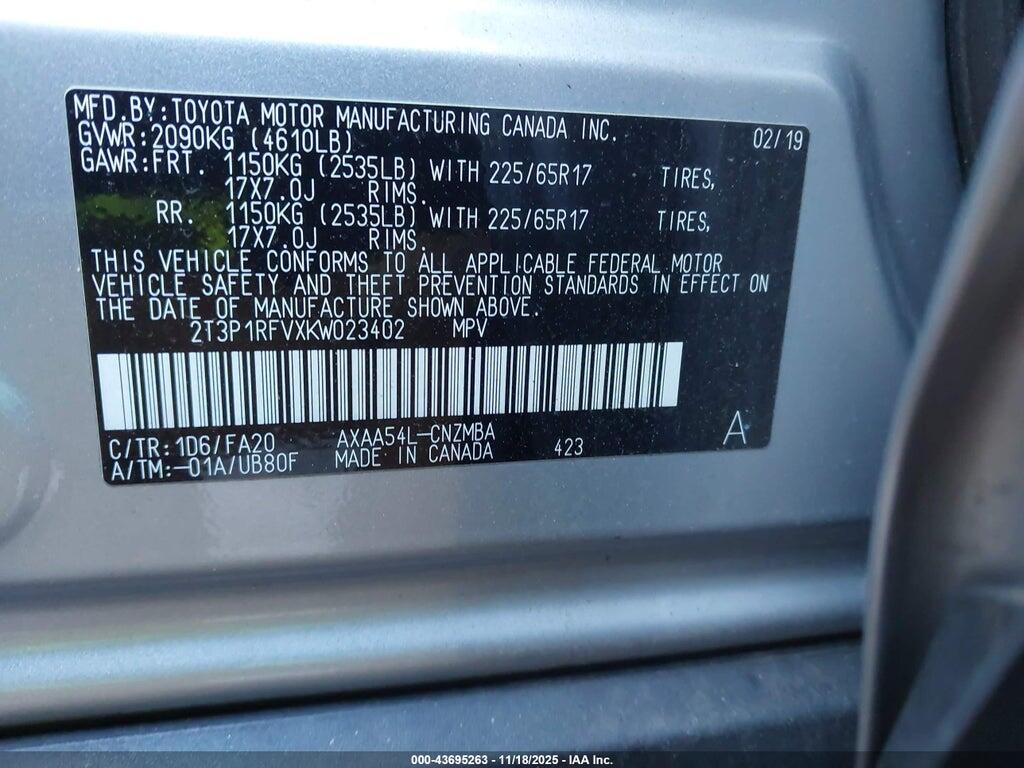 2T3P1RFVXKW023402 2019 TOYOTA RAV4 photo no. 9