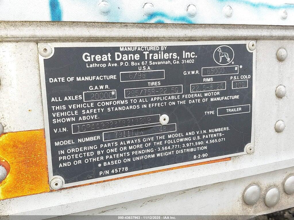 1GRAA9628TB213209 1996 GREAT DANE TRAILERS UNKNOWN photo no. 9