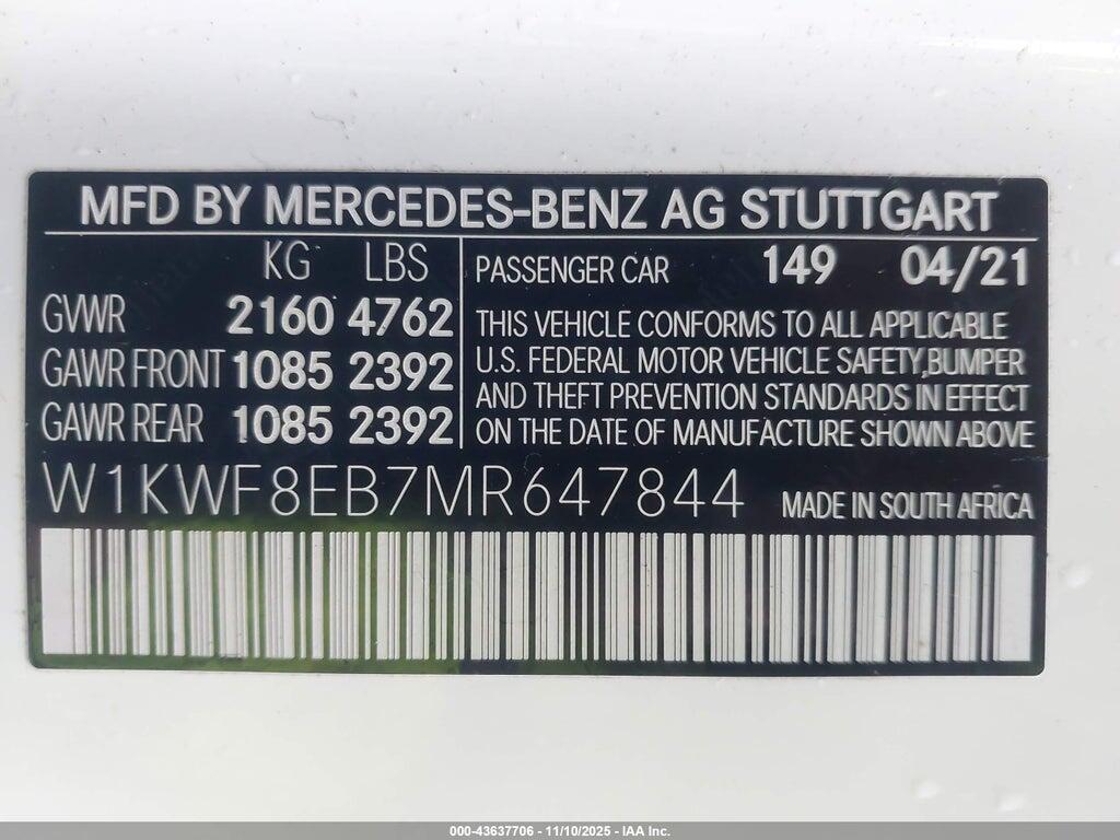 W1KWF8EB7MR647844 2021 MERCEDES-BENZ C 300 photo no. 9