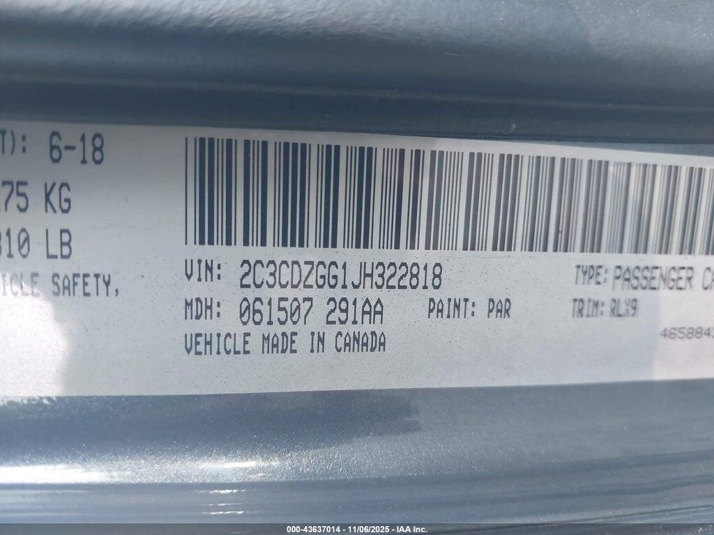 2C3CDZGG1JH322818 2018 DODGE CHALLENGER photo no. 9