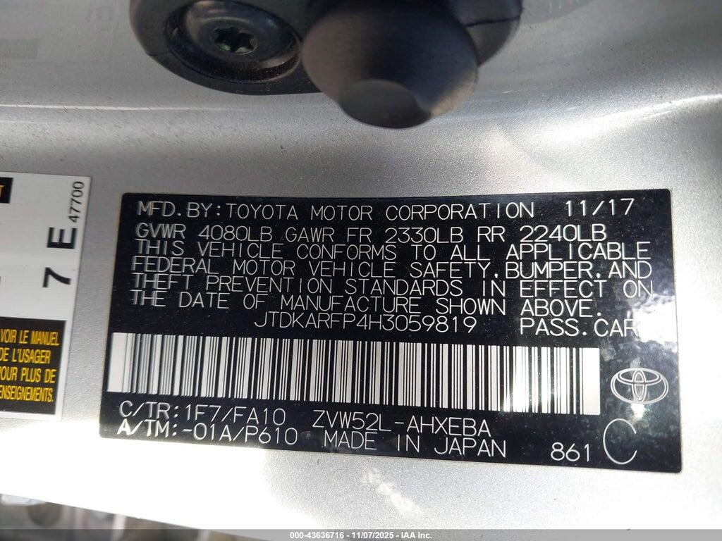 JTDKARFP4H3059819 2017 TOYOTA PRIUS PRIME photo no. 9