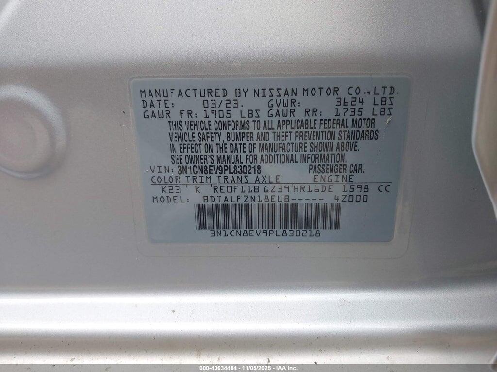 3N1CN8EV9PL830218 2023 NISSAN VERSA photo no. 9