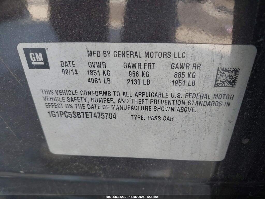 1G1PC5SB7E7475704 2014 CHEVROLET CRUZE photo no. 9