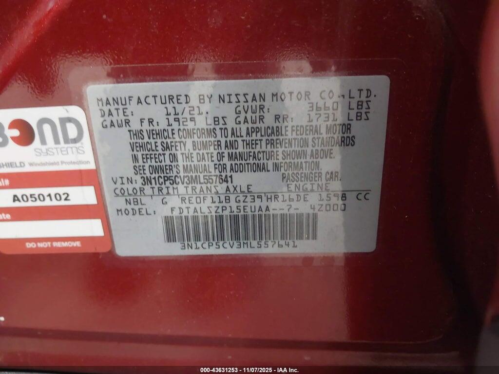 3N1CP5CV3ML557641 2021 NISSAN KICKS photo no. 9