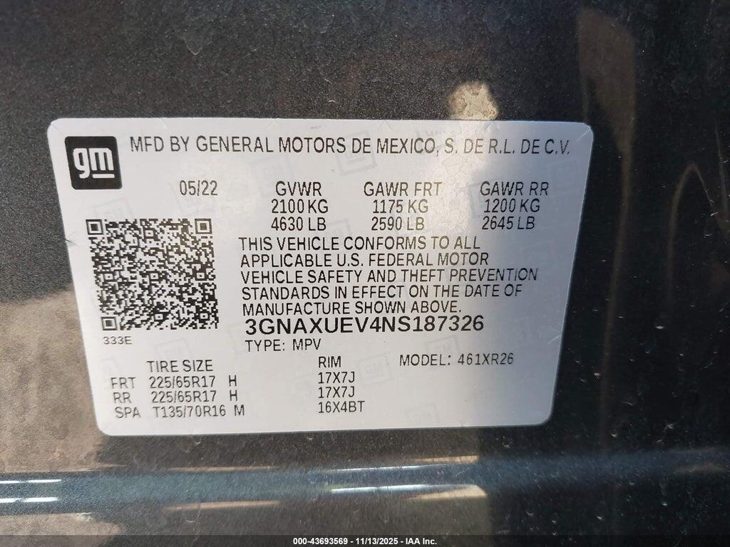 3GNAXUEV4NS187326 2022 CHEVROLET EQUINOX photo no. 9