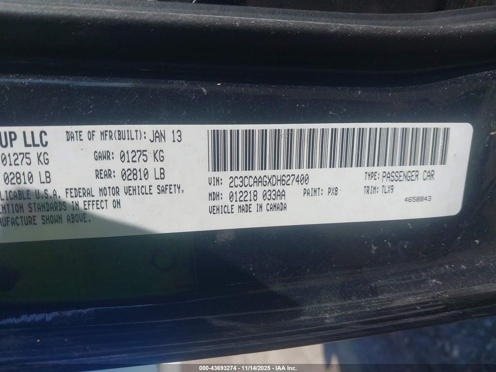 2C3CCAAGXDH627400 2013 CHRYSLER 300 photo no. 9