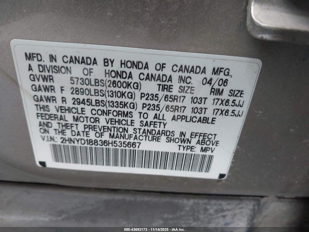2HNYD18836H535667 2006 ACURA MDX photo no. 9