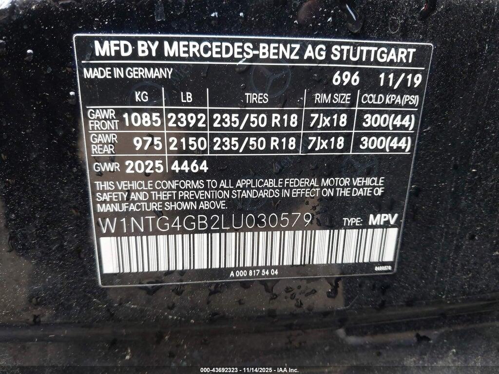 W1NTG4GB2LU030579 2020 MERCEDES-BENZ GLA 250 photo no. 9