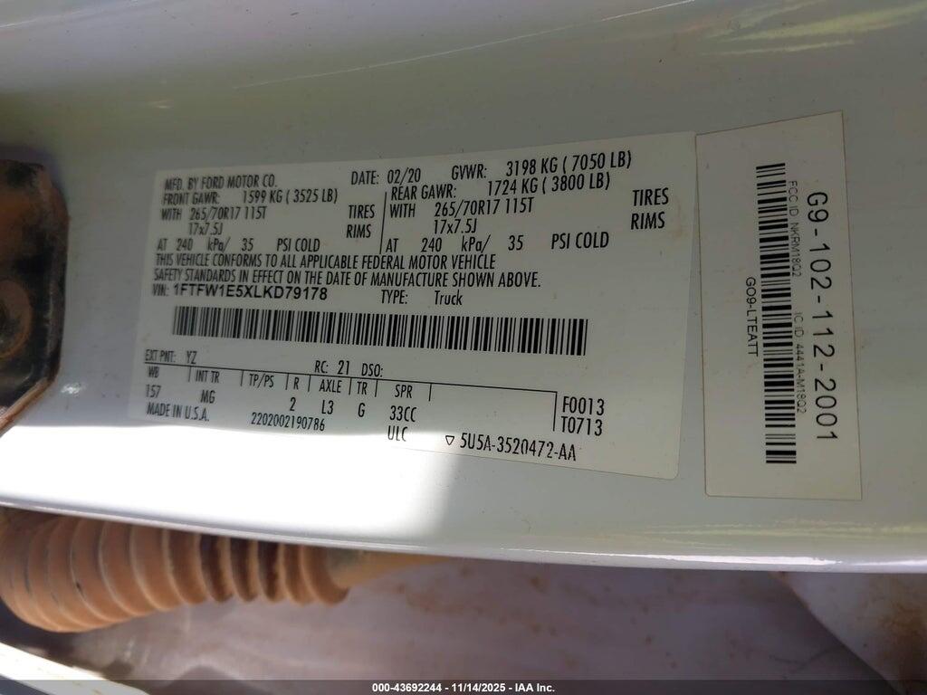 1FTFW1E5XLKD79178 2020 FORD F-150 photo no. 9