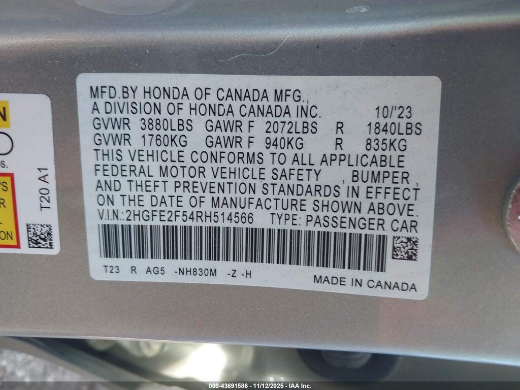 2HGFE2F54RH514566 2024 HONDA CIVIC photo no. 9