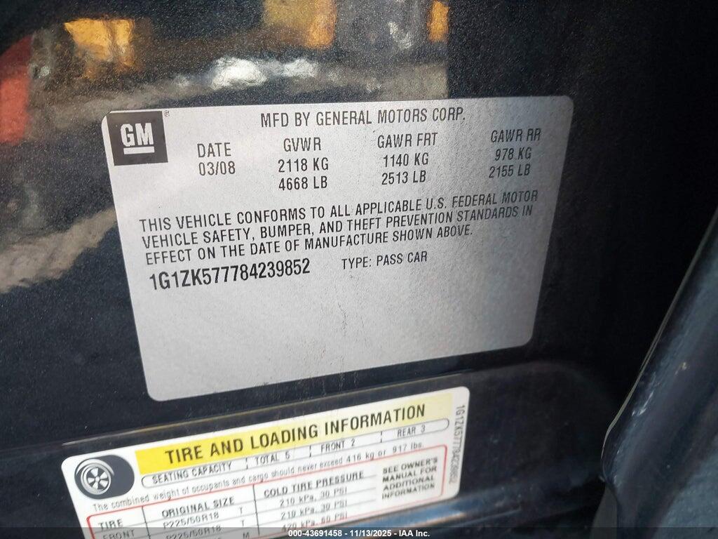 1G1ZK577784239852 2008 CHEVROLET MALIBU photo no. 9