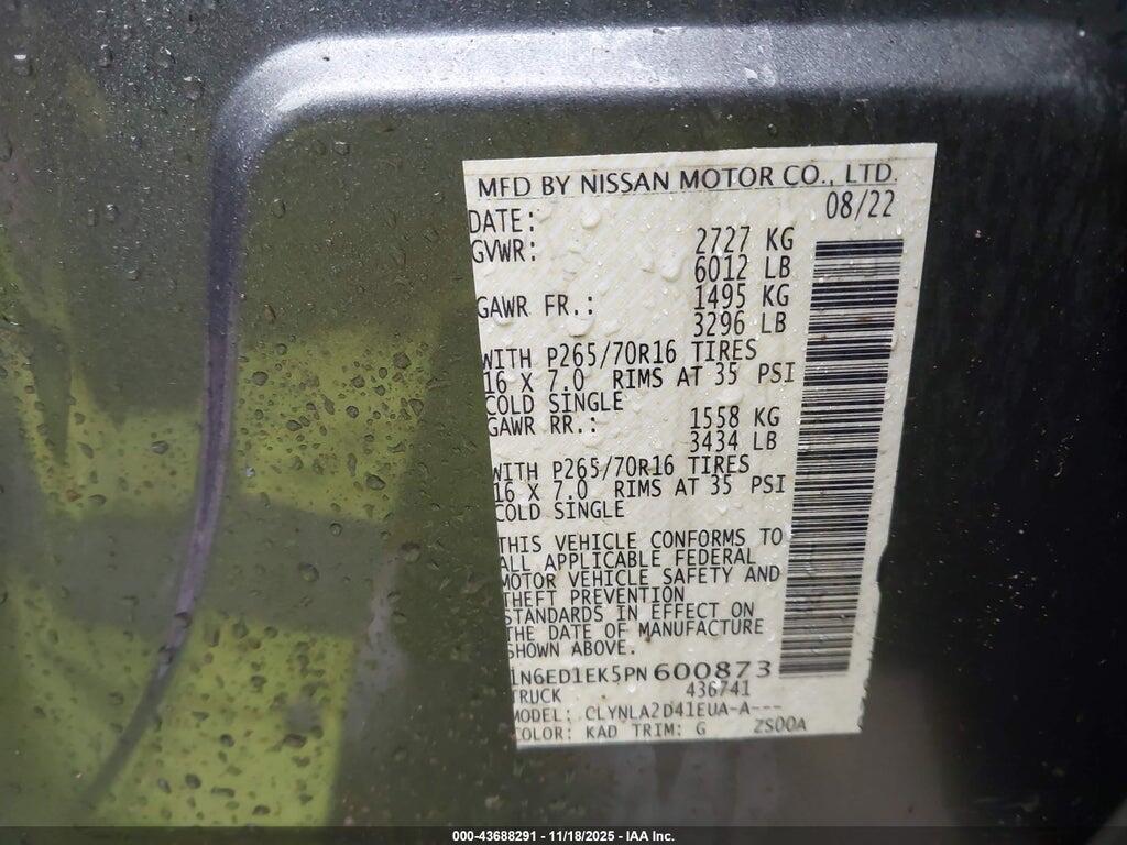 1N6ED1EK5PN600873 2023 NISSAN FRONTIER photo no. 9