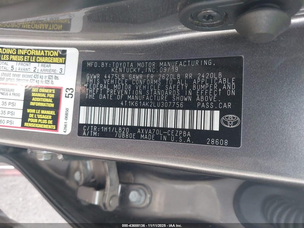 4T1K61AK2LU307756 2020 TOYOTA CAMRY photo no. 9