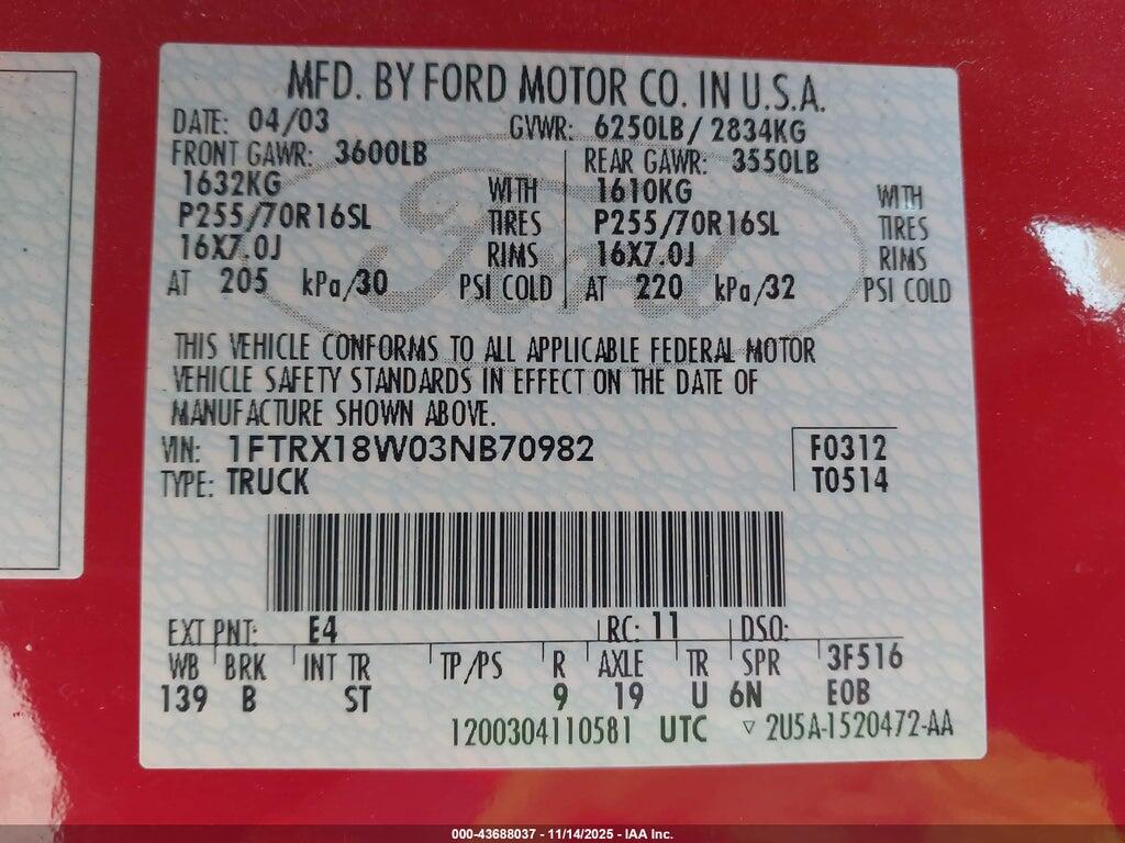 1FTRX18W03NB70982 2003 FORD F-150 photo no. 9