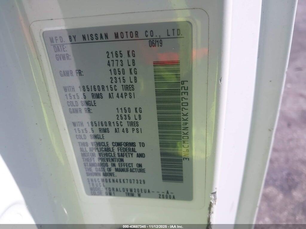 3N6CM0KN4KK707329 2019 NISSAN NV200 photo no. 9