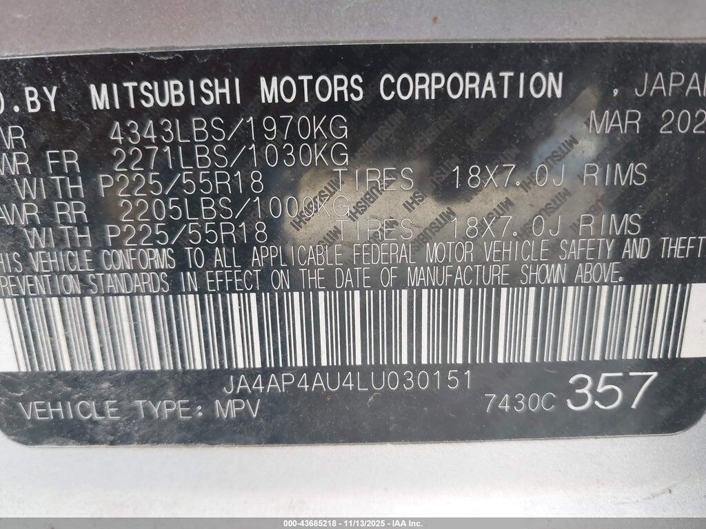 JA4AP4AU4LU030151 2020 MITSUBISHI OUTLANDER SPORT photo no. 9