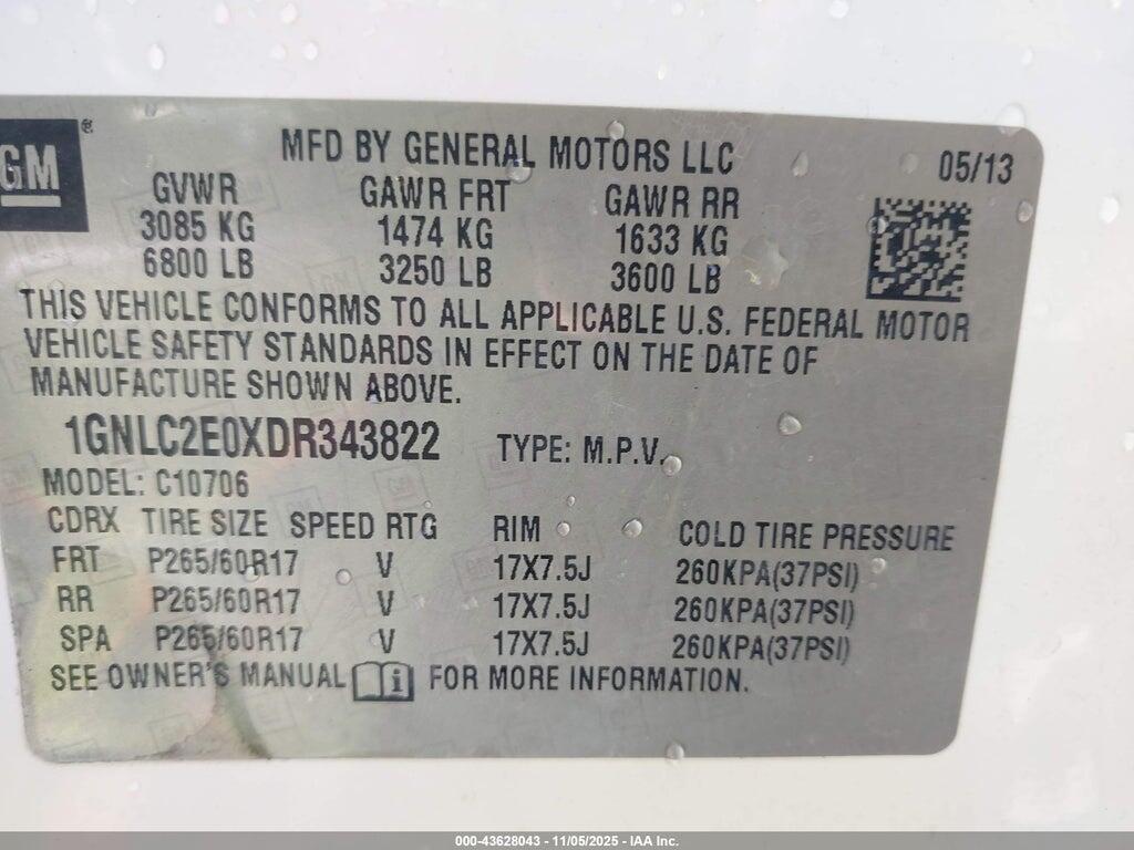 1GNLC2E0XDR343822 2013 CHEVROLET TAHOE photo no. 9