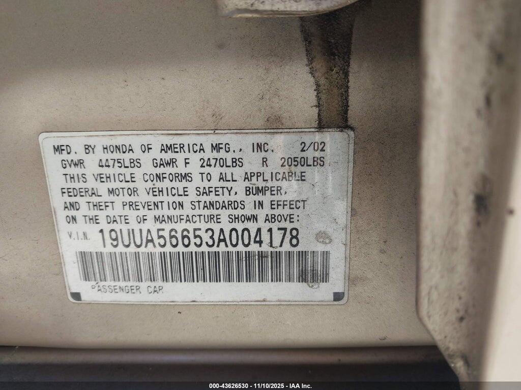 19UUA56653A004178 2003 ACURA TL photo no. 9