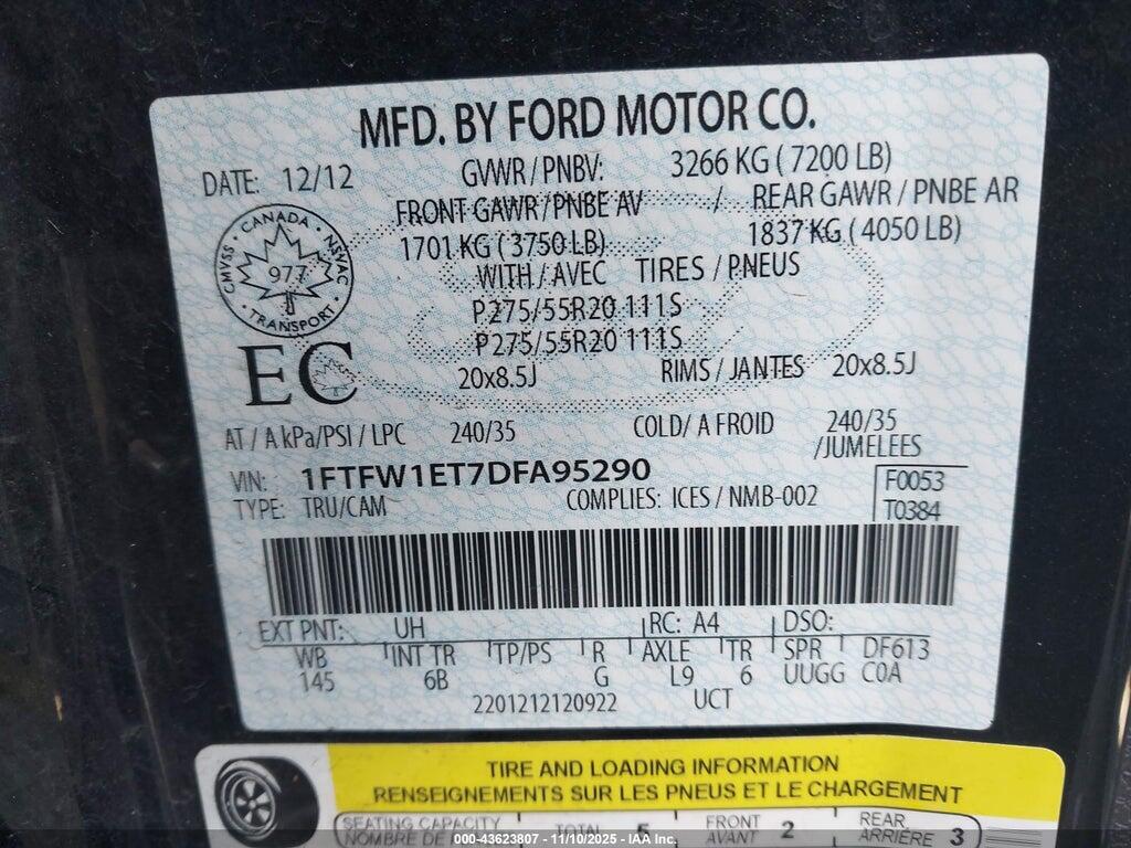 1FTFW1ET7DFA95290 2013 FORD F-150 photo no. 9