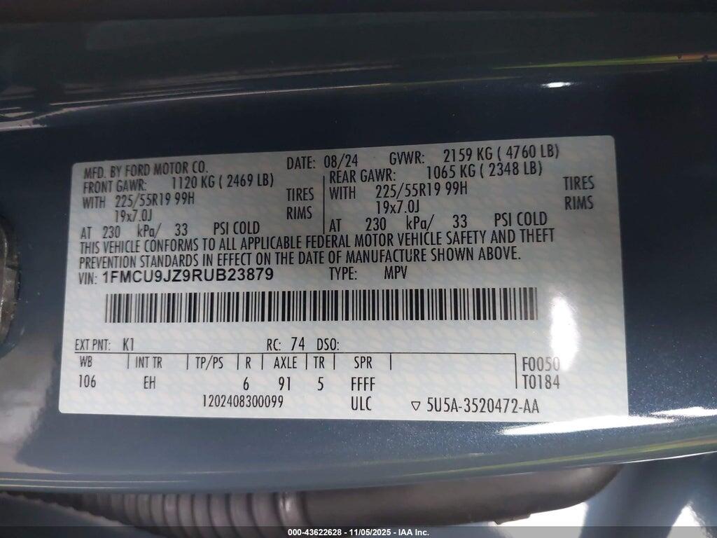 1FMCU9JZ9RUB23879 2024 FORD ESCAPE photo no. 9