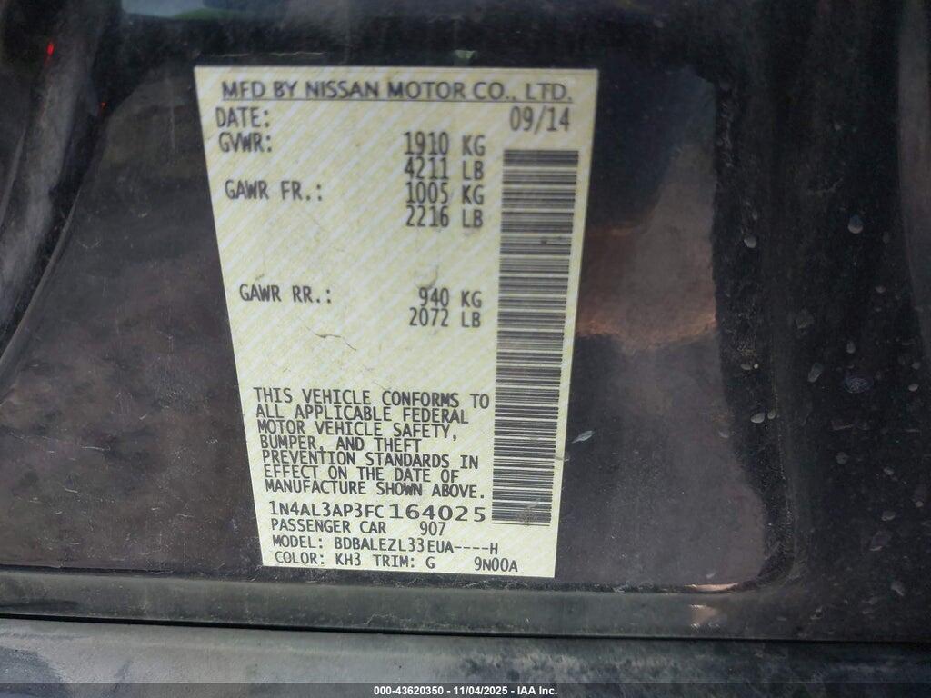 1N4AL3AP3FC164025 2015 NISSAN ALTIMA photo no. 9