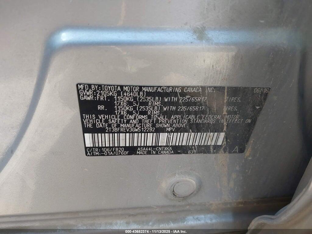 2T3BFREV3GW512292 2016 TOYOTA RAV4 photo no. 9