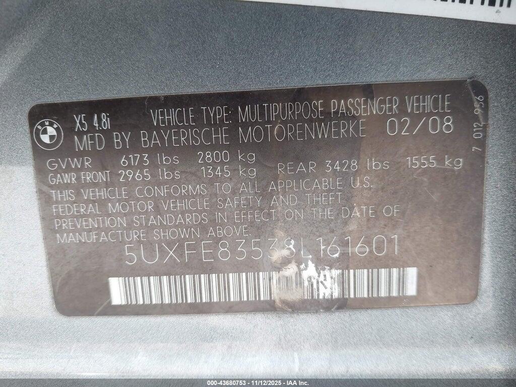 5UXFE83538L161601 2008 BMW X5 photo no. 9