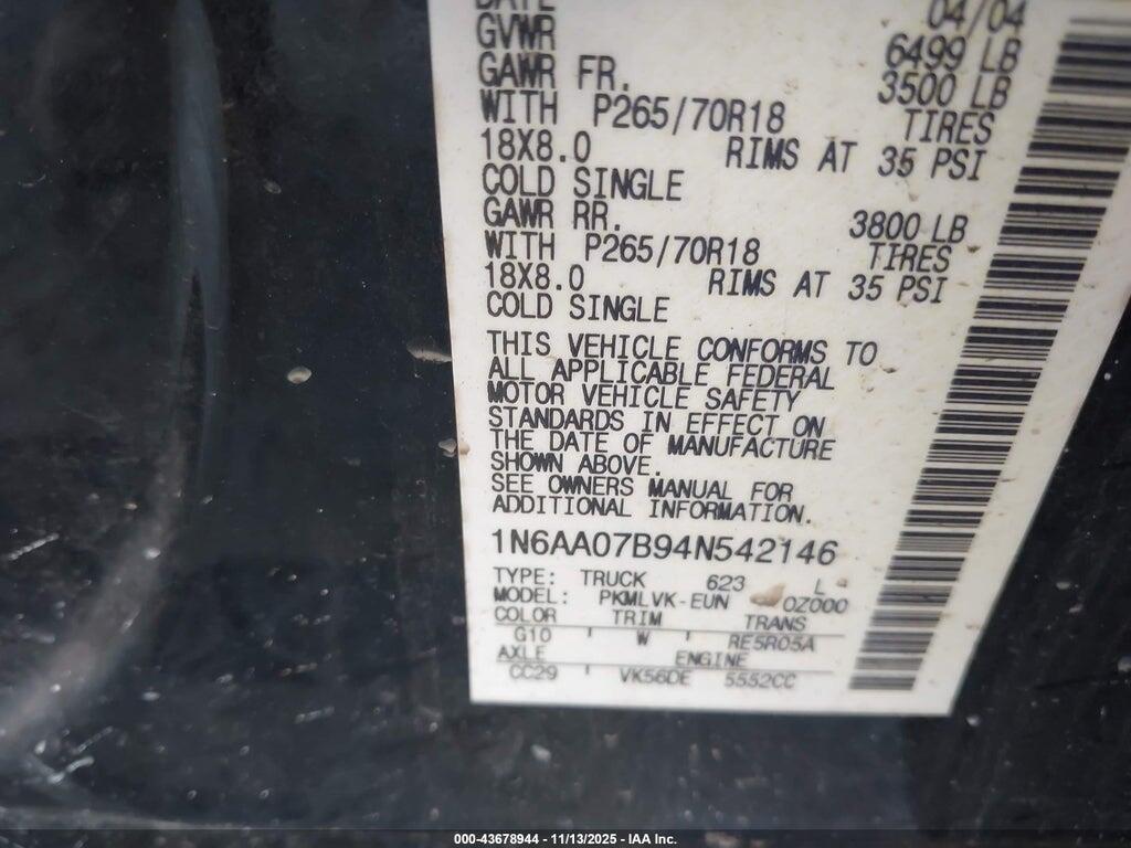 1N6AA07B94N542146 2004 NISSAN TITAN photo no. 9