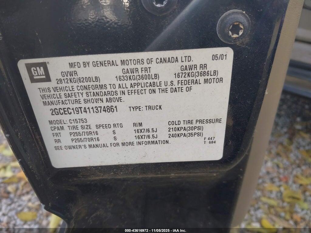2GCEC19T411374861 2001 CHEVROLET SILVERADO 1500 photo no. 9