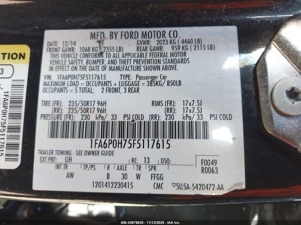 1FA6P0H75F5117615 2015 FORD FUSION photo no. 9