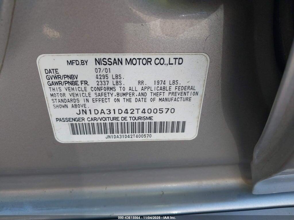 JN1DA31D42T400570 2002 NISSAN MAXIMA photo no. 9