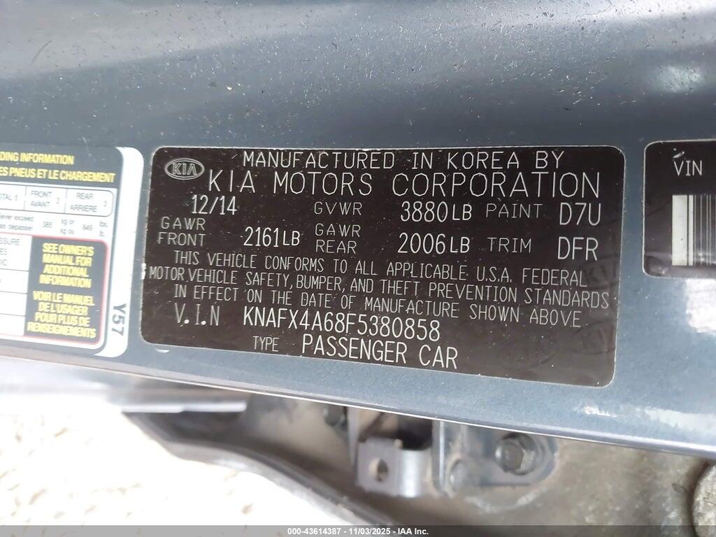 KNAFX4A68F5380858 2015 KIA FORTE photo no. 9