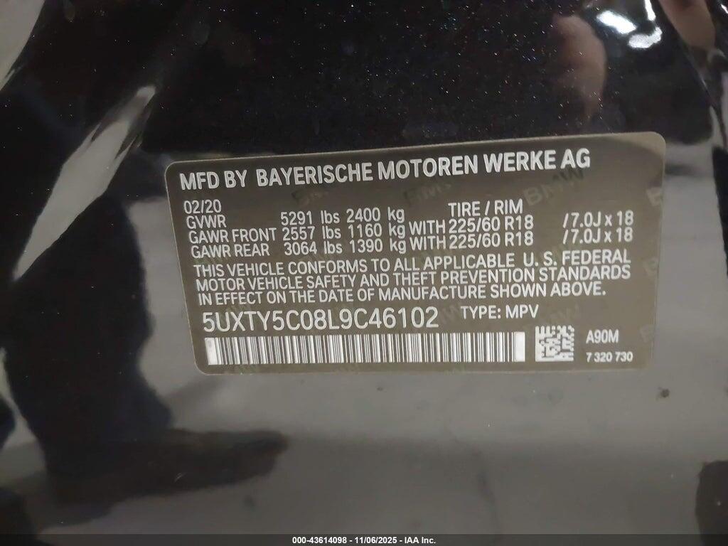 5UXTY5C08L9C46102 2020 BMW X3 photo no. 9
