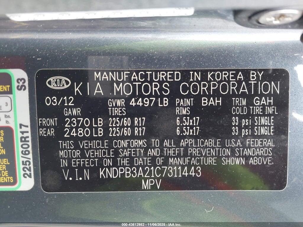 KNDPB3A21C7311443 2012 KIA SPORTAGE photo no. 9