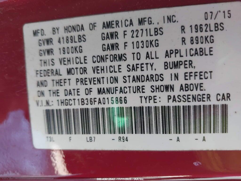 1HGCT1B36FA015866 2015 HONDA ACCORD photo no. 9