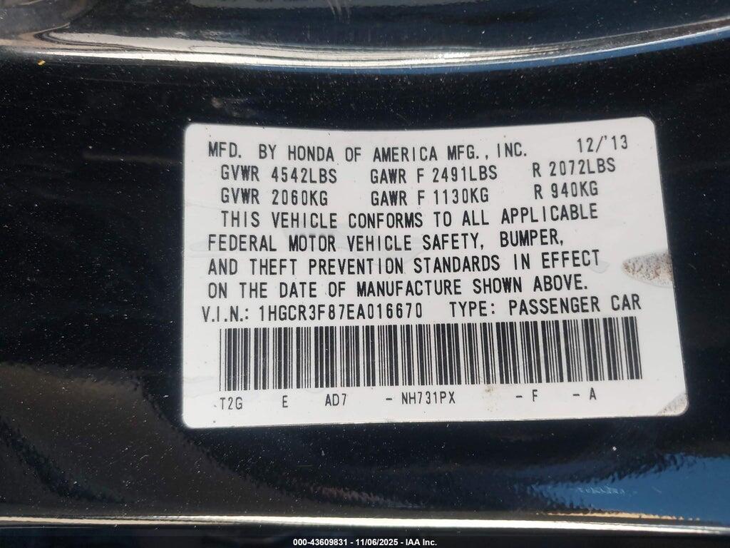 1HGCR3F87EA016670 2014 HONDA ACCORD photo no. 9