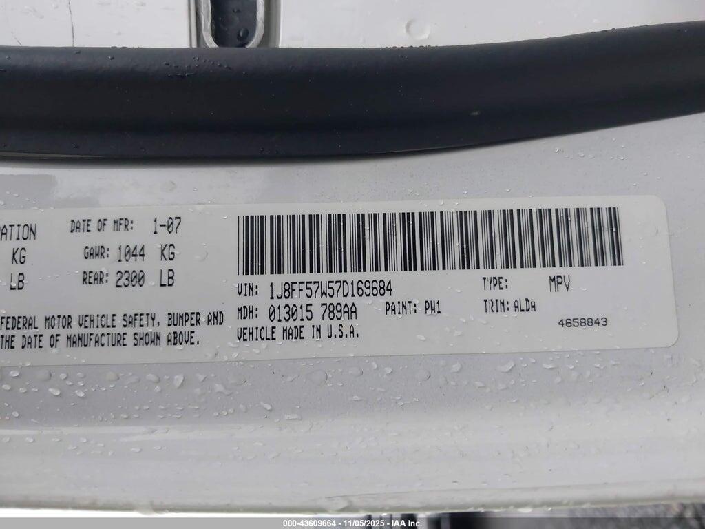 1J8FF57W57D169684 2007 JEEP COMPASS photo no. 9