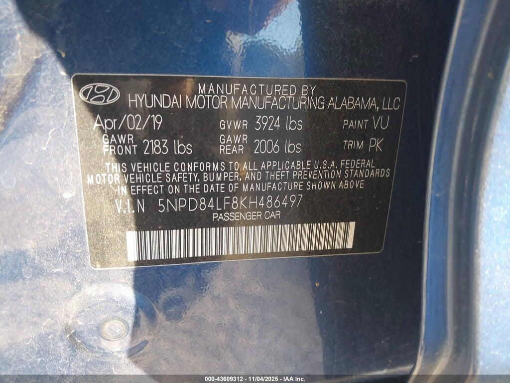 5NPD84LF8KH486497 2019 HYUNDAI ELANTRA photo no. 9