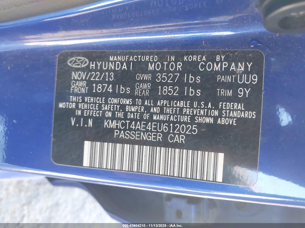 KMHCT4AE4EU612025 2014 HYUNDAI ACCENT photo no. 9