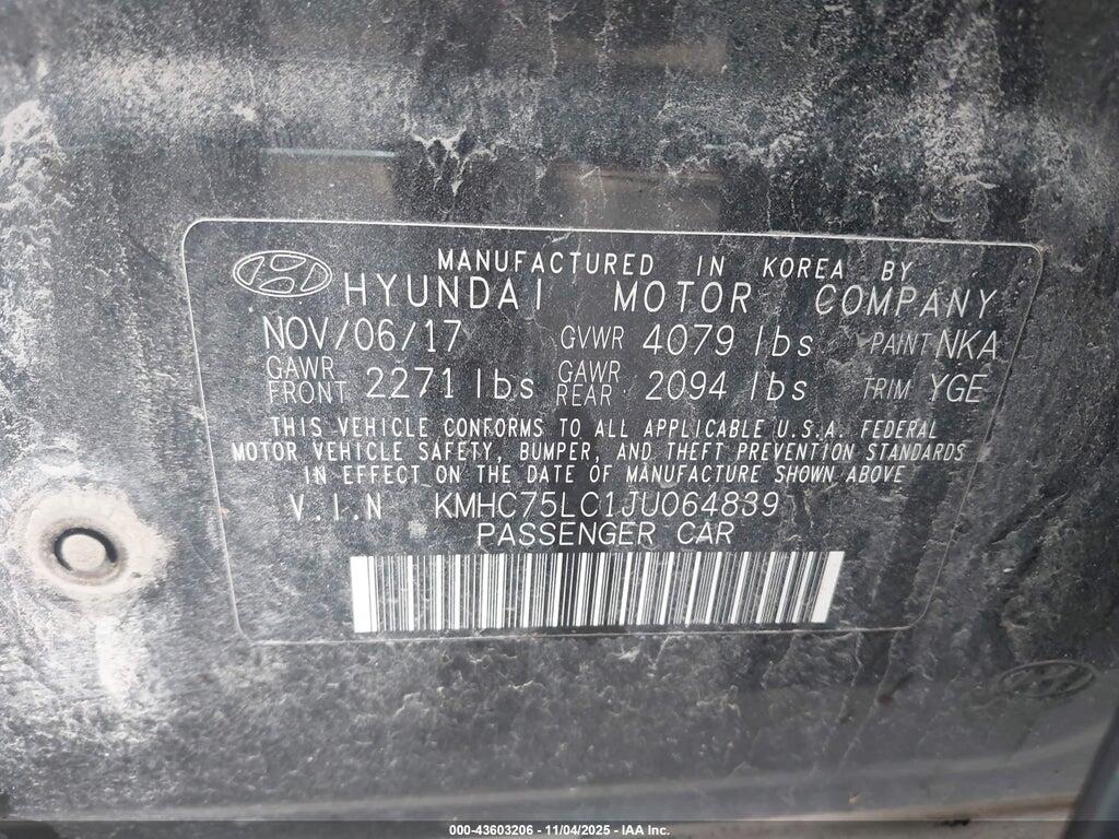 KMHC75LC1JU064839 2018 HYUNDAI IONIQ HYBRID photo no. 9