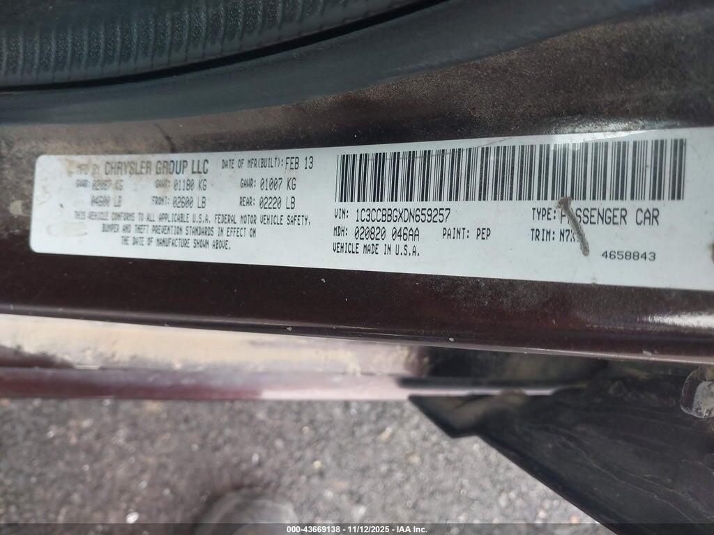 1C3CCBBGXDN659257 2013 CHRYSLER 200 photo no. 9
