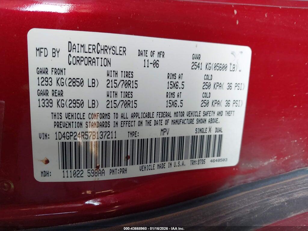 1D4GP24R57B137211 2007 DODGE GRAND CARAVAN photo no. 9