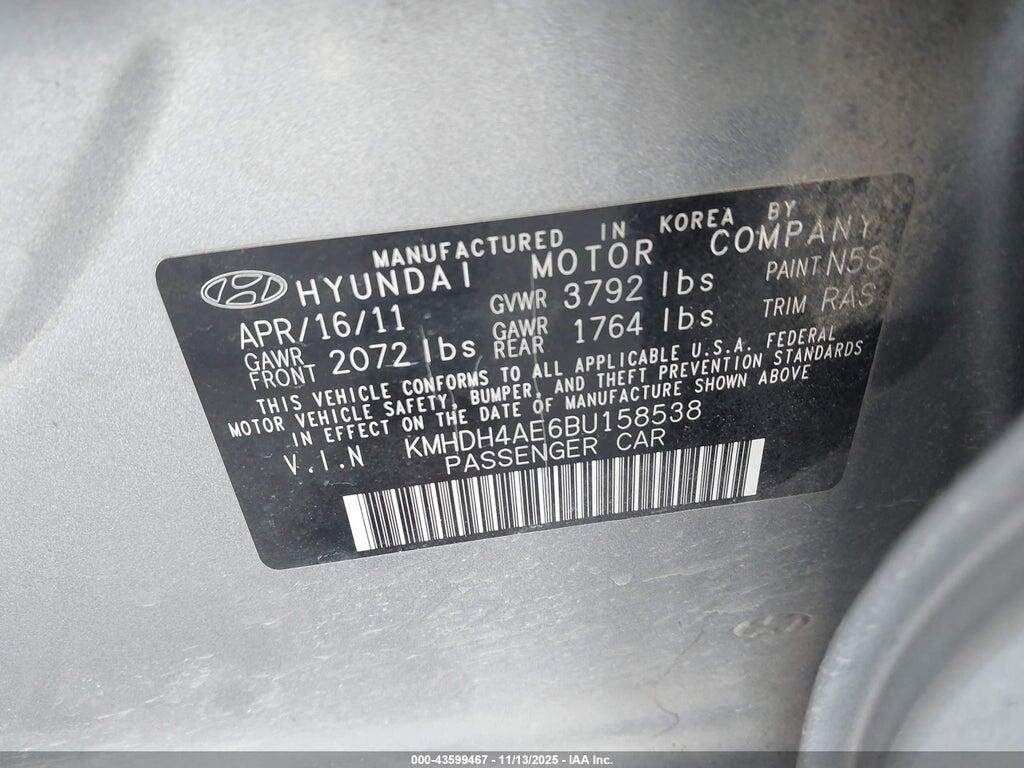 KMHDH4AE6BU158538 2011 HYUNDAI ELANTRA photo no. 9