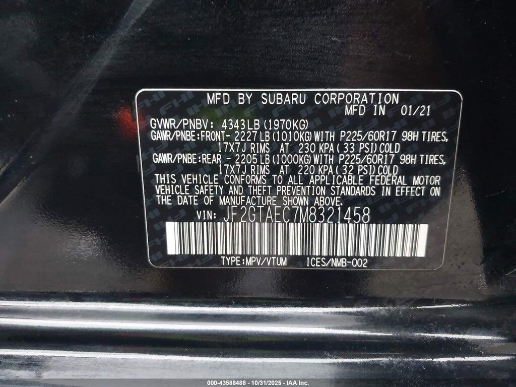 JF2GTAEC7M8321458 2021 SUBARU CROSSTREK photo no. 9