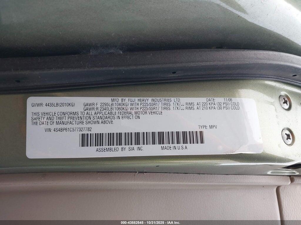 4S4BP61C577327782 2007 SUBARU OUTBACK photo no. 9