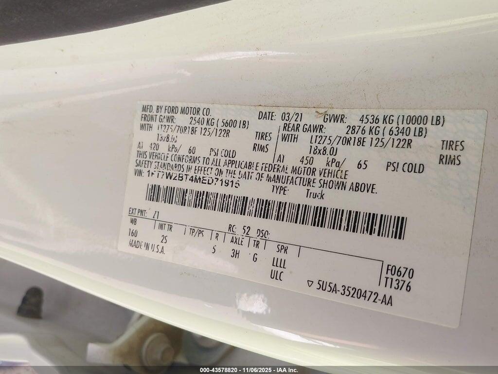 1FT7W2BT4MED71915 2021 FORD F-250 photo no. 9