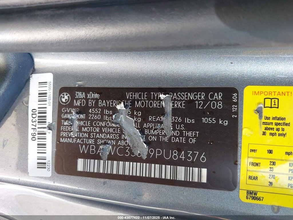 WBAWC33529PU84376 2009 BMW 328I photo no. 9