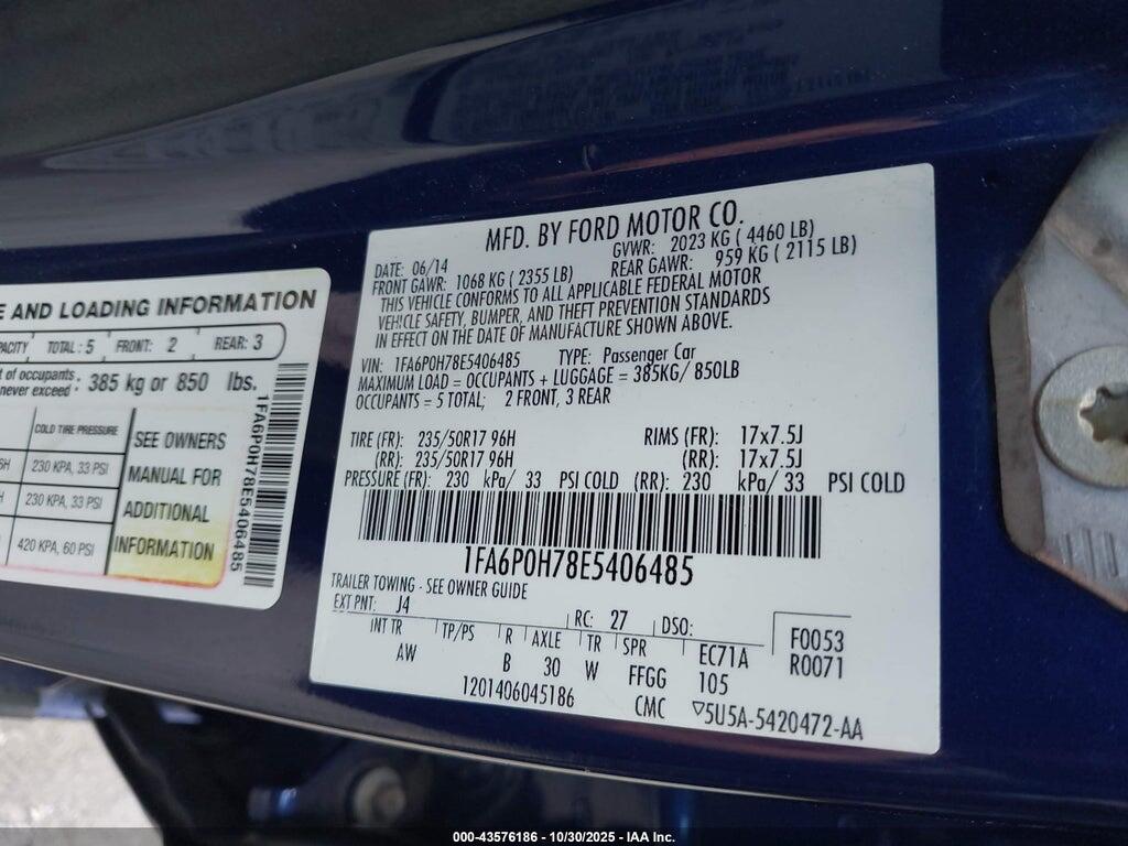 1FA6P0H78E5406485 2014 FORD FUSION photo no. 9
