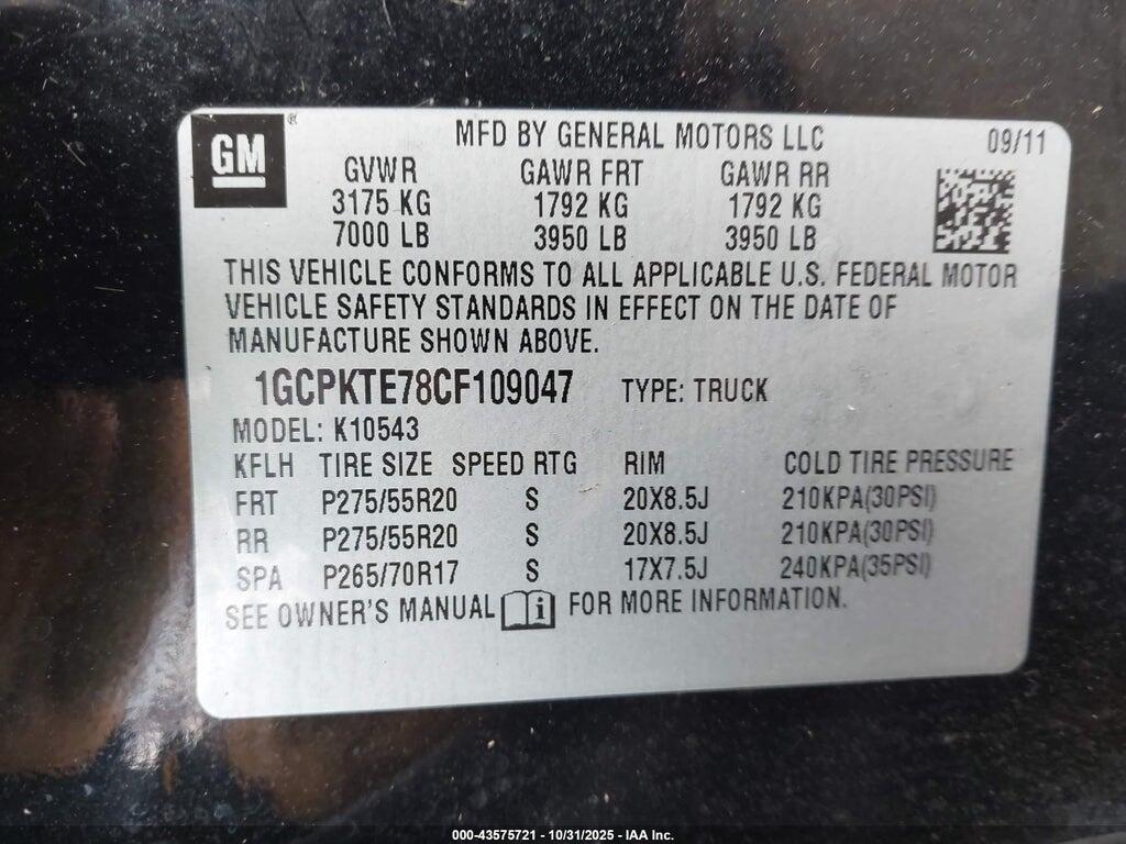 1GCPKTE78CF109047 2012 CHEVROLET SILVERADO 1500 photo no. 9